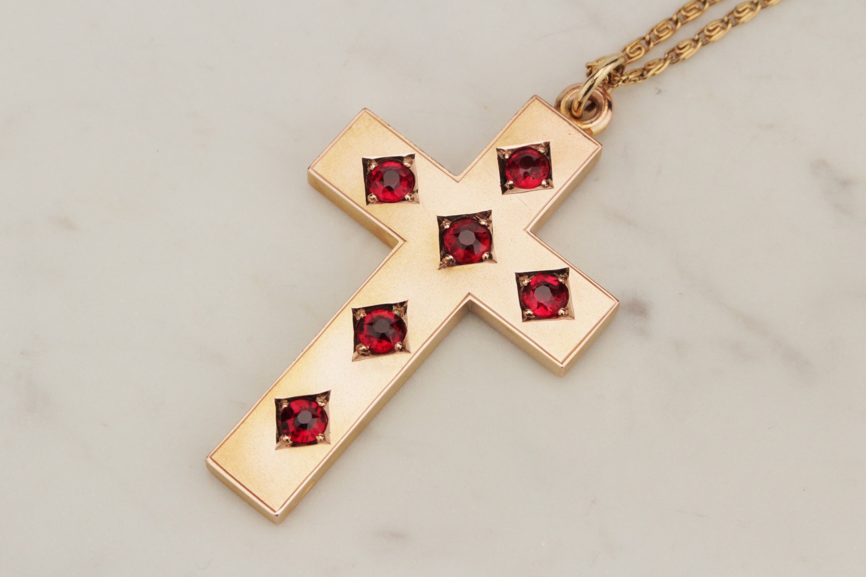 Garnet cross clearance necklace gold