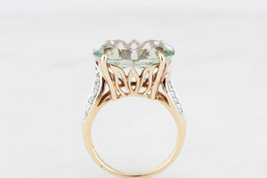 CONTEMPORARY 7.30ct PRASIOLITE & DIAMOND RING 9ct GOLD