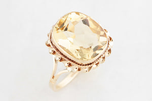 RETRO 1965 CITRINE COCKTAIL RING 9ct GOLD