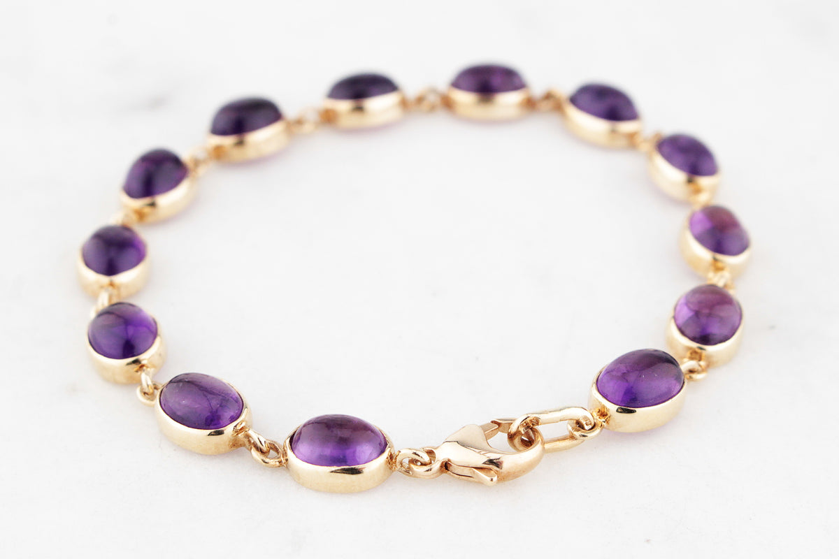 CONTEMPORARY 22.41ct AMETHYST LINE BRACELET 9ct GOLD