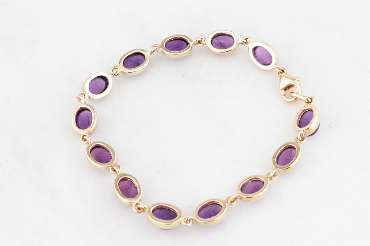 CONTEMPORARY 22.41ct AMETHYST LINE BRACELET 9ct GOLD