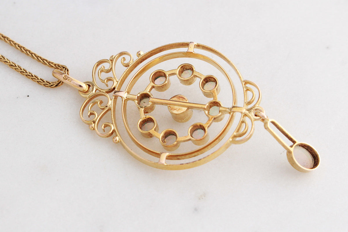 ANTIQUE EDWARDIAN c1900 OPAL PENDANT 9ct GOLD