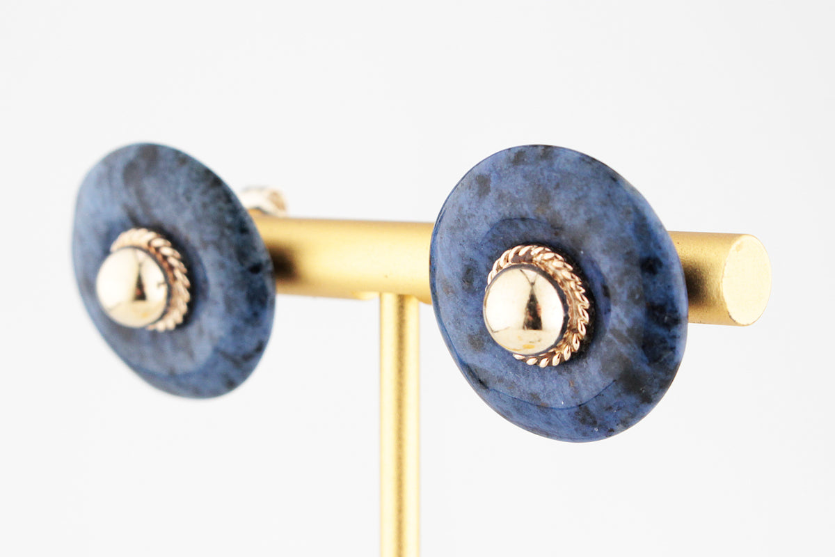 RETRO 80’s JASPER STATEMENT EARRINGS 9ct GOLD