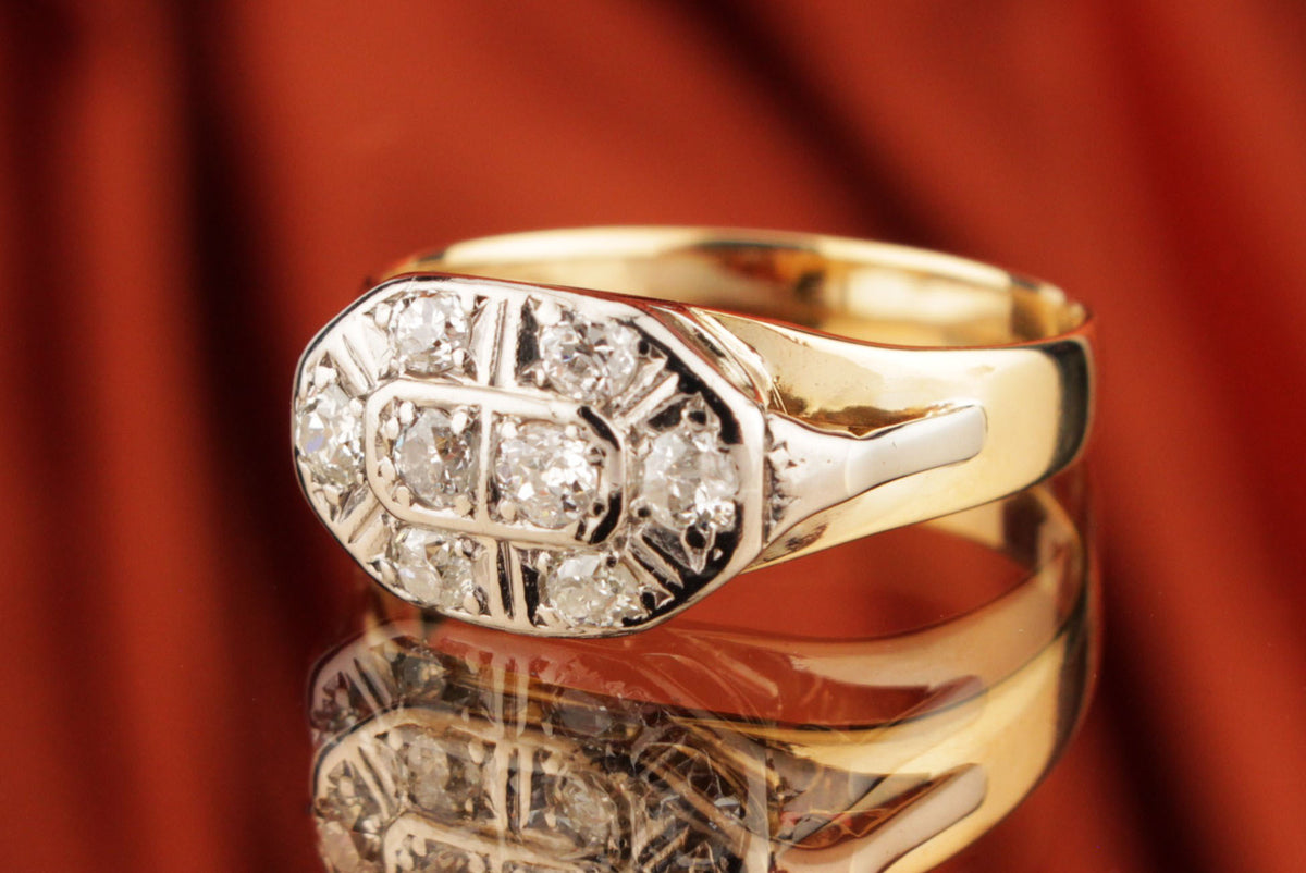 ANTIQUE ART DECO c1920 DIAMOND DRESS RING ON 18ct YELLOW & WHITE GOLD