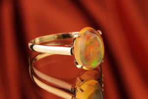 ANTIQUE EDWARDIAN c1910 FIRE OPAL RING ON 18ct YELLOW GOLD