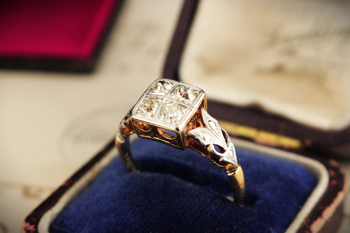 ANTIQUE AUSTRALIAN c1915 .40ct DIAMOND RING PLATINUM &amp; 18ct GOLD