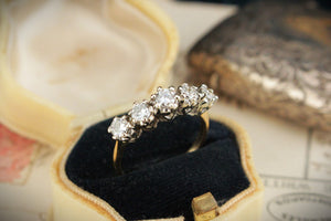 ANTIQUE EDWARDIAN c1910 FIVE STONE .60ct DIAMOND RING 18ct GOLD