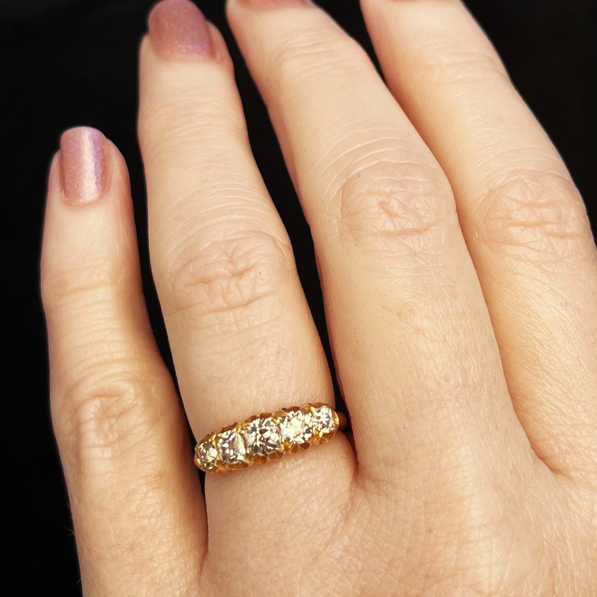 ANTIQUE EDWARDIAN FIVE-STONE 1.08ct DIAMOND RING IN 18ct YELLOW GOLD