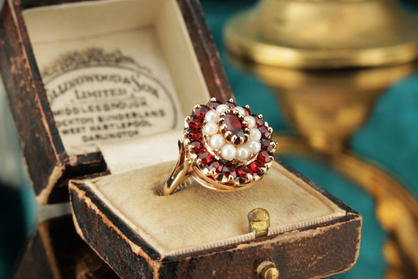 Garnet and pearl ring 1884 store