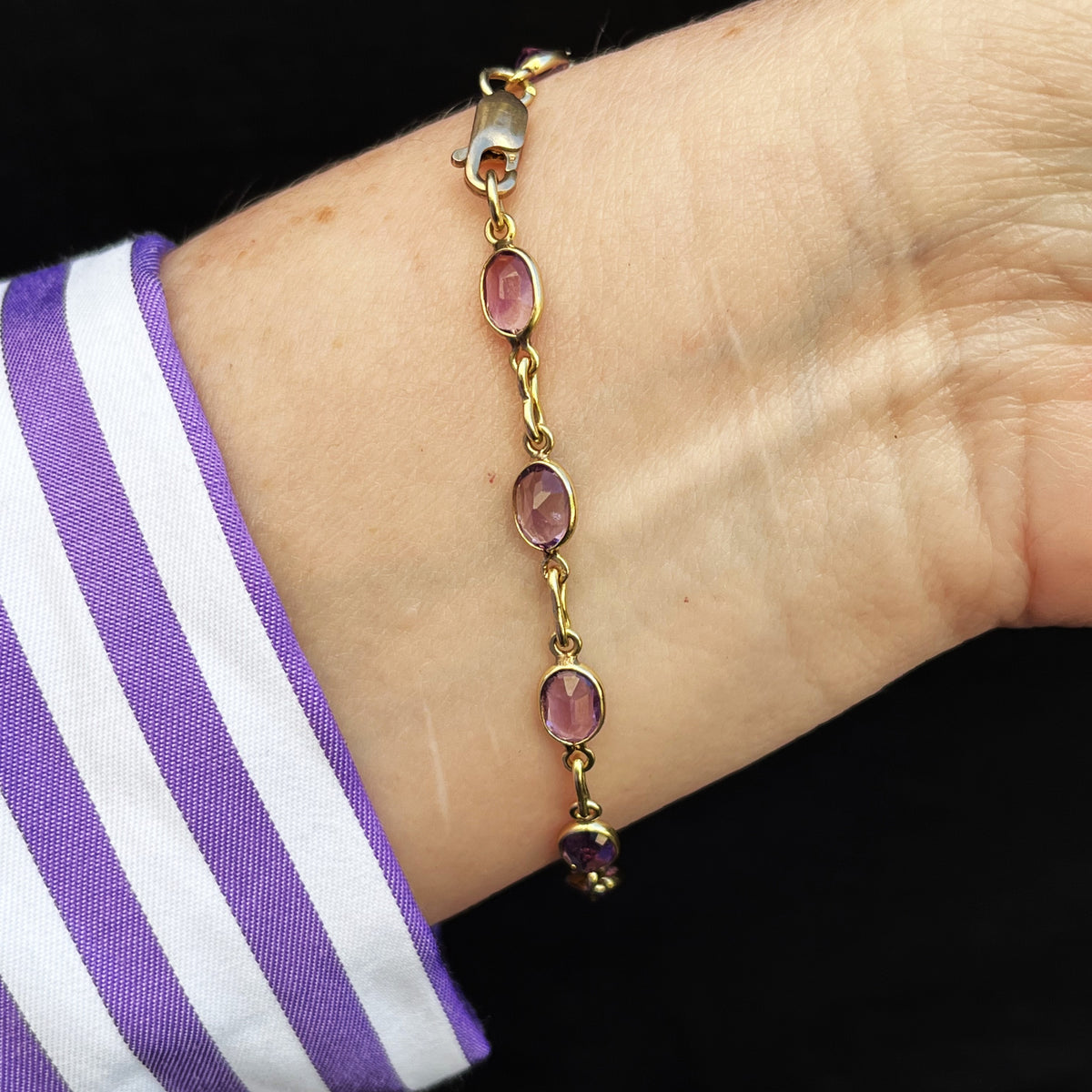 VINTAGE AMETHYST BRACELET 9ct GOLD
