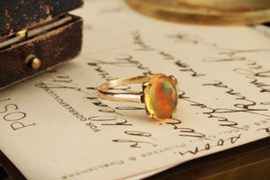 ANTIQUE EDWARDIAN c1910 FIRE OPAL RING ON 18ct YELLOW GOLD