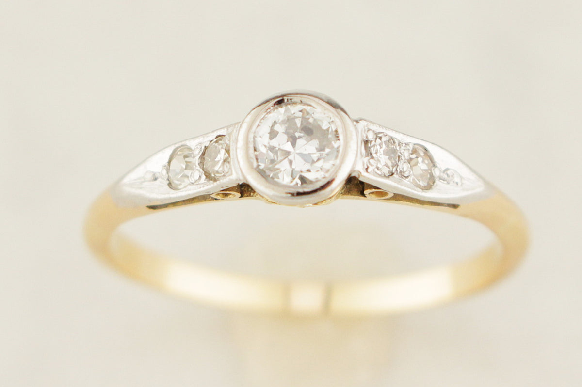 ANTIQUE ART DECO c1920 DIAMOND RING 18ct GOLD &amp; PLATINUM