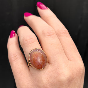 ANTIQUE EDWARDIAN ERA c1900 AGATE RING 18ct ROSE GOLD