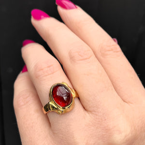 ANTIQUE LATE VICTORIAN c1890 GARNET BUCKLE RING 9ct YELLOW GOLD