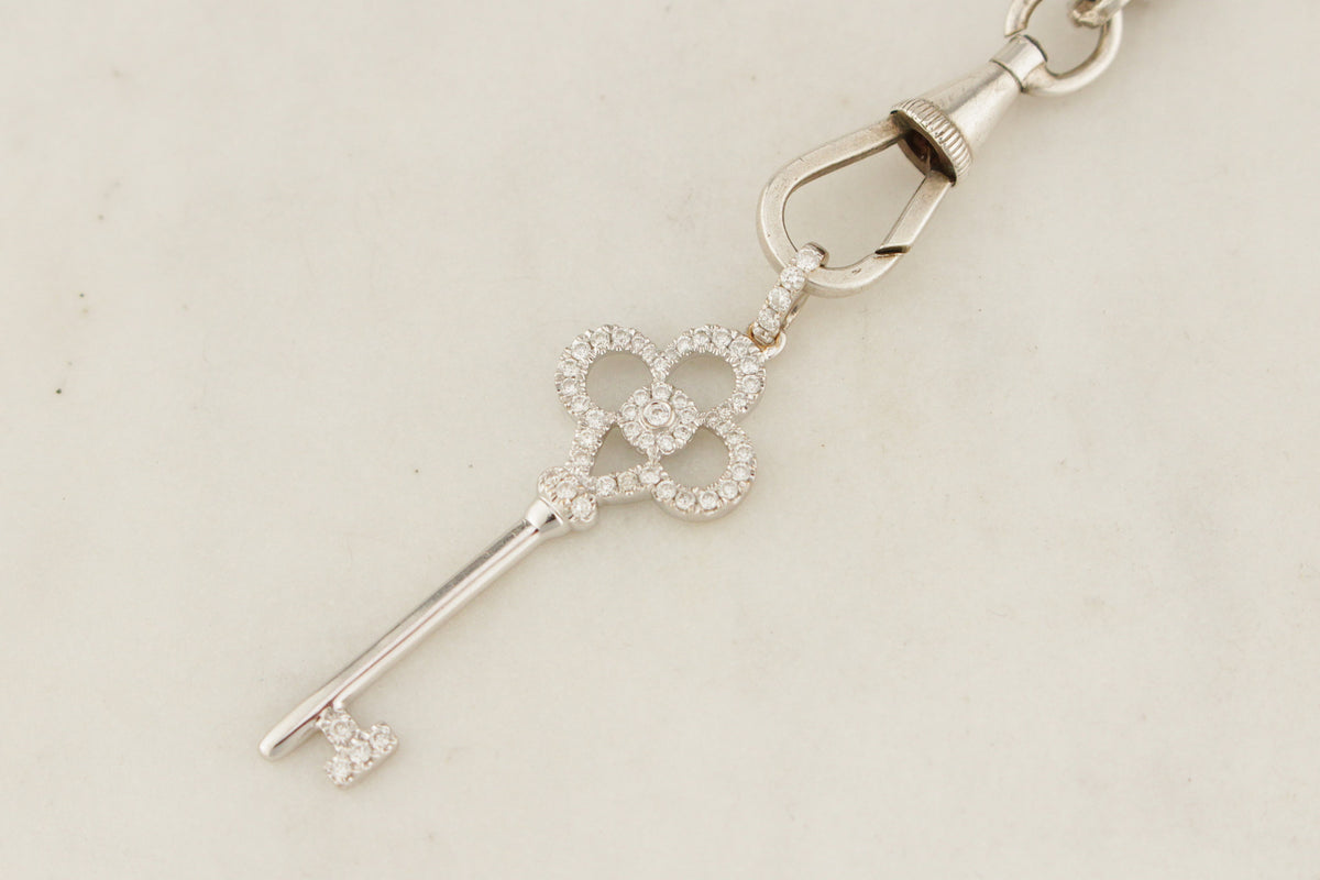 MODERN DIAMOND KEY PENDANT 18ct WHITE GOLD