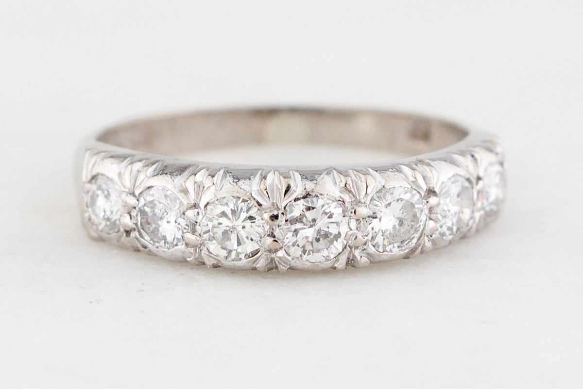 VINTAGE c1930’s SEVEN STONE .66ct DIAMOND HALF ETERNITY RING 18ct GOLD