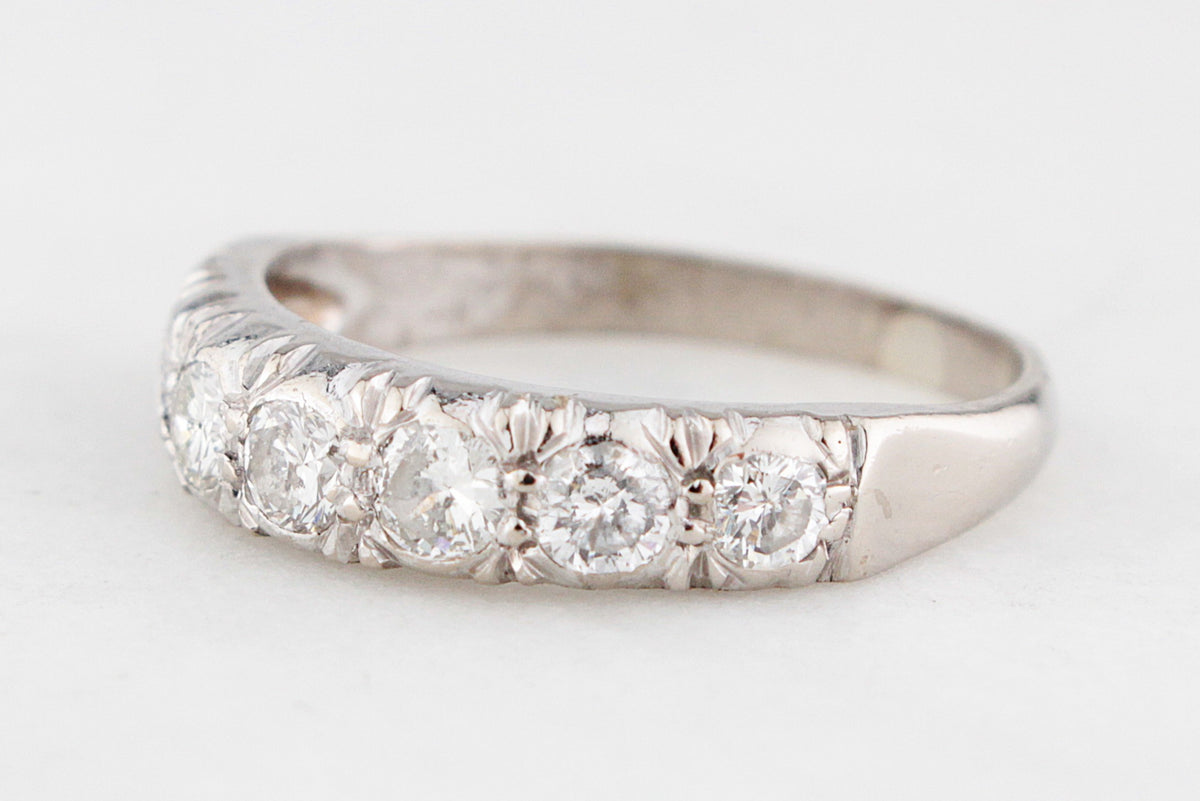 VINTAGE c1930’s SEVEN STONE .66ct DIAMOND HALF ETERNITY RING 18ct GOLD