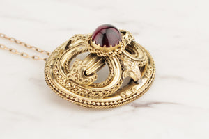 ANTIQUE VICTORIAN c1880 GARNET PENDANT ON 18ct YELLOW GOLD