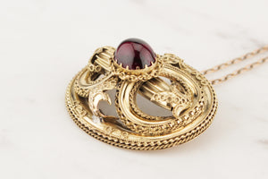 ANTIQUE VICTORIAN c1880 GARNET PENDANT ON 18ct YELLOW GOLD