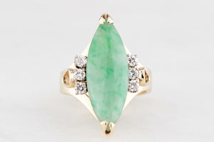 VINTAGE c1940 JADE & DIAMOND RING 14ct GOLD