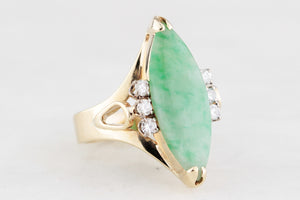 VINTAGE c1940 JADE & DIAMOND RING 14ct GOLD