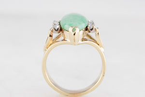 VINTAGE c1940 JADE & DIAMOND RING 14ct GOLD