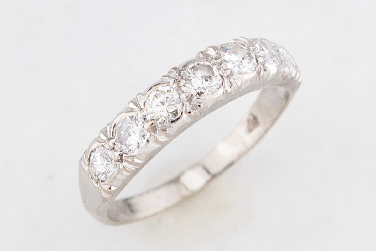 VINTAGE c1930’s SEVEN STONE .66ct DIAMOND HALF ETERNITY RING 18ct GOLD