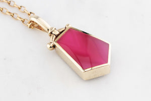 CONTEMPORARY DESIGNER DOUBLE SIDED AGATE FOB PENDANT 9ct GOLD