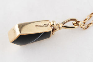 CONTEMPORARY DESIGNER DOUBLE SIDED AGATE FOB PENDANT 9ct GOLD