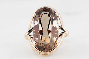 VINTAGE MID CENTURY 8.70ct SMOKY QUARTZ RING 14ct GOLD