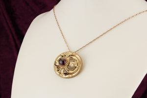 ANTIQUE VICTORIAN c1880 GARNET PENDANT ON 18ct YELLOW GOLD