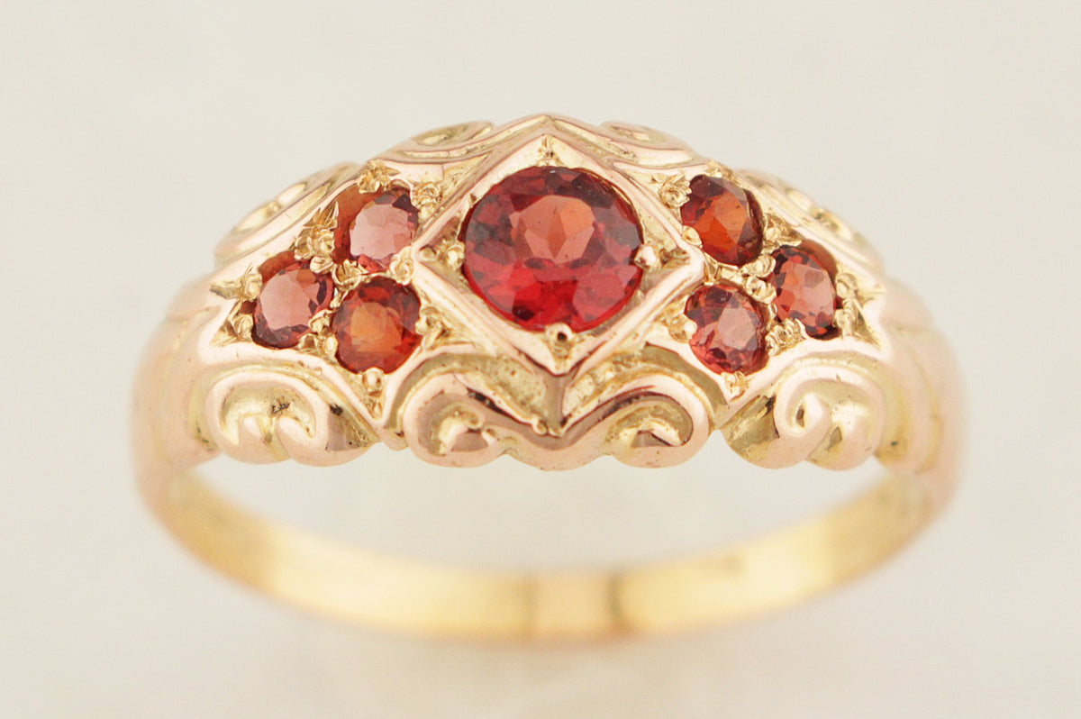 ANTIQUE EDWARDIAN c1900 GARNET RING 9ct GOLD