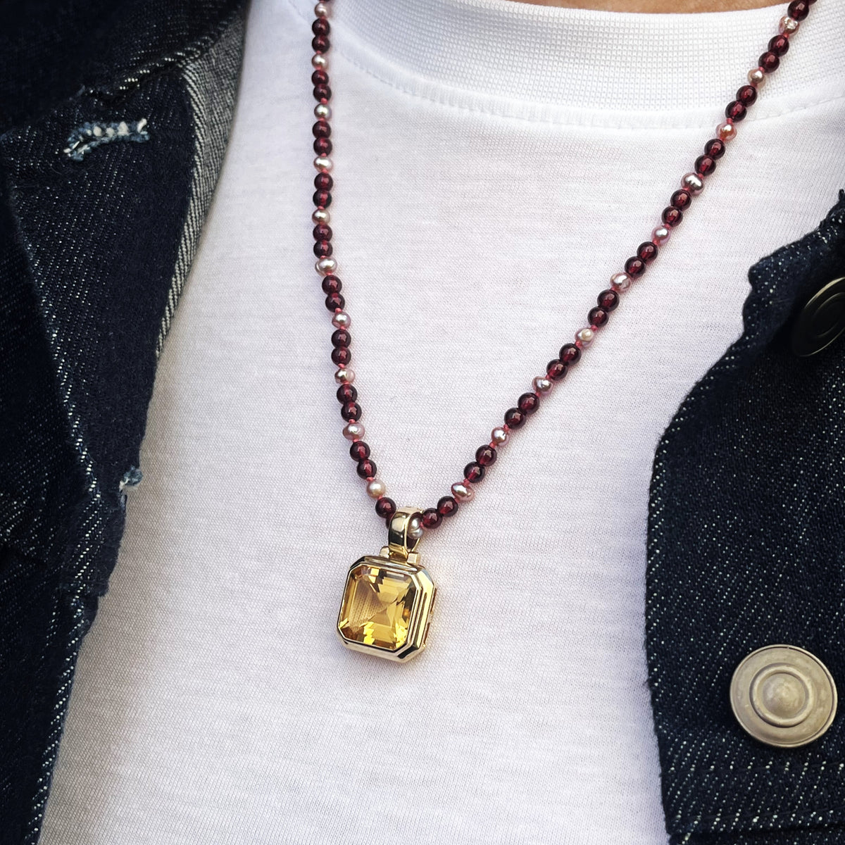 MODERN 12ct CITRINE ENHANCER PENDANT 9ct GOLD