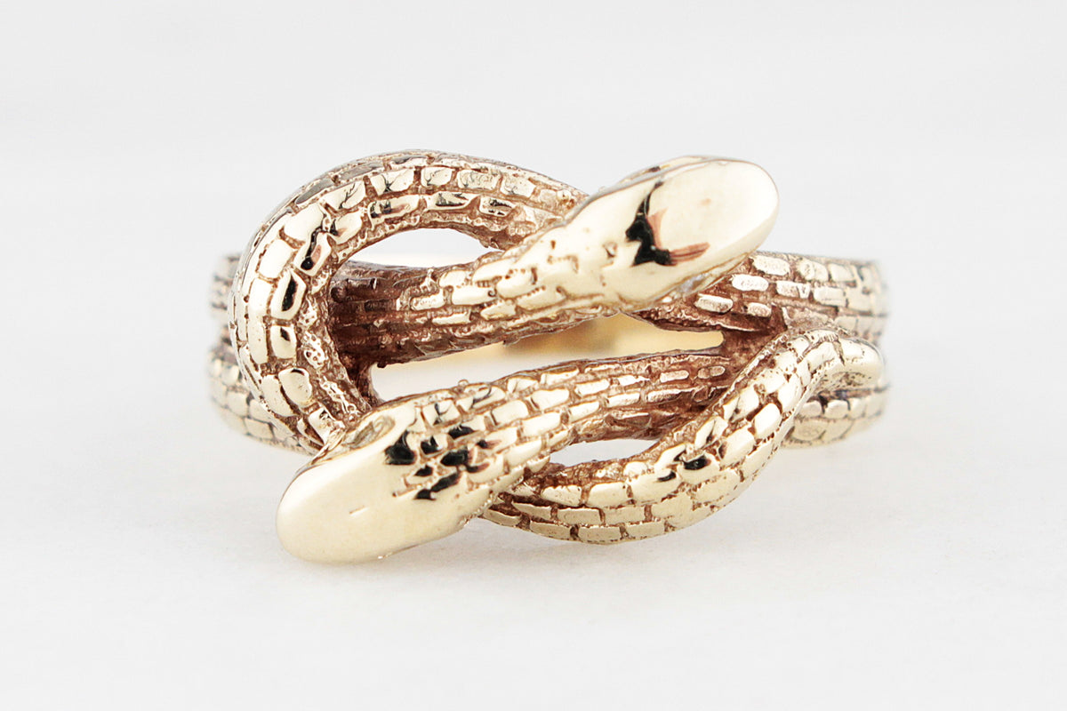 VINTAGE 1962 MID-CENTURY DIAMOND DOUBLE SNAKE RING 9ct GOLD