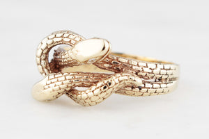 VINTAGE 1962 MID-CENTURY DIAMOND DOUBLE SNAKE RING 9ct GOLD