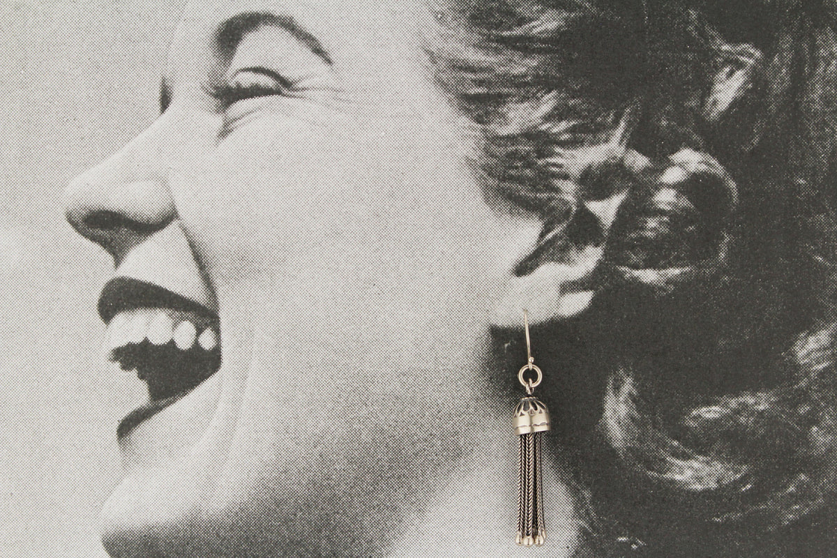 ANTIQUE VICTORIAN c1876 STERLING SILVER TASSEL EARRINGS