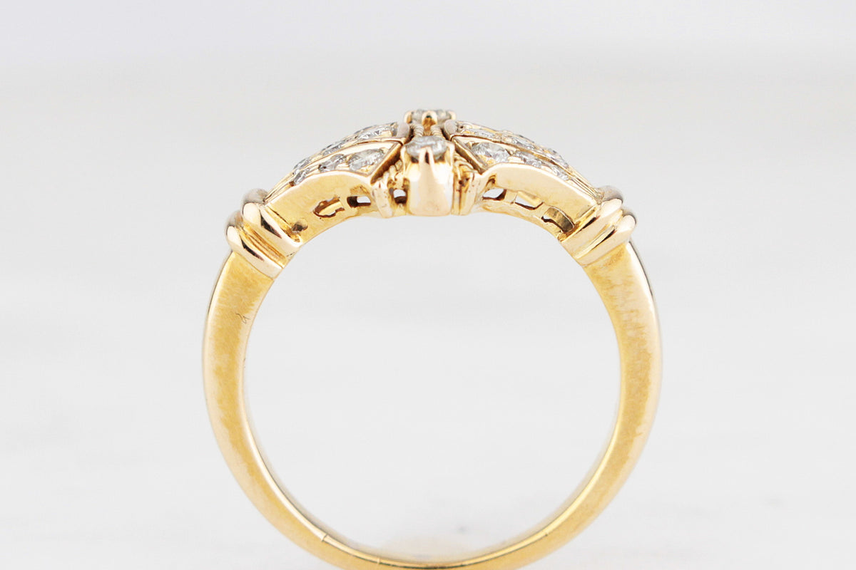 VINTAGE ART NOUVEAU STYLE 18CT DIAMOND RING 18ct GOLD