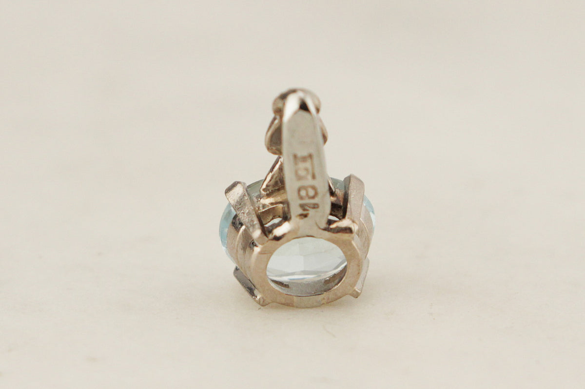 ANTIQUE AQUAMARINE &amp; DIAMOND PENDANT 18ct GOLD