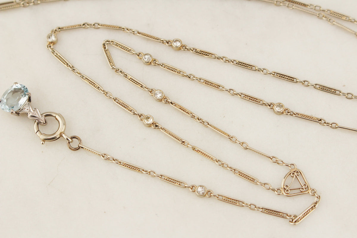 VINTAGE CONVERTIBLE c1930 DIAMOND NECKLACE 14ct GOLD