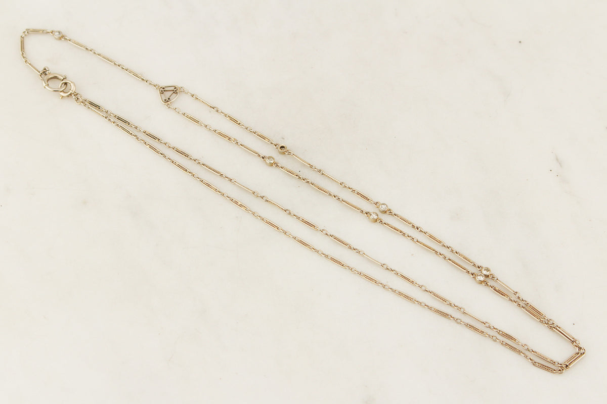 VINTAGE CONVERTIBLE c1930 DIAMOND NECKLACE 14ct GOLD