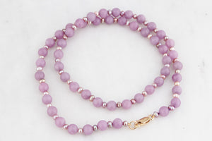 BESPOKE KUNZITE & PEARL NECKLACE 9ct GOLD
