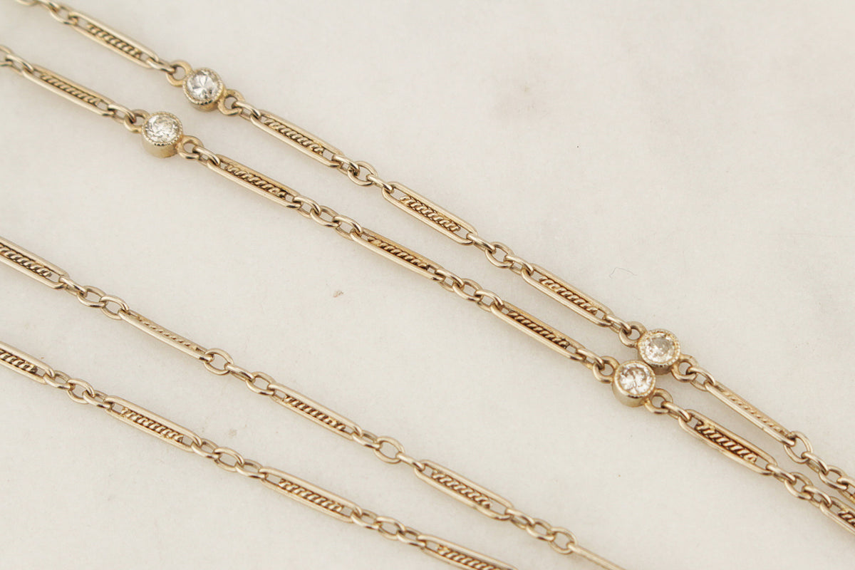 VINTAGE CONVERTIBLE c1930 DIAMOND NECKLACE 14ct GOLD