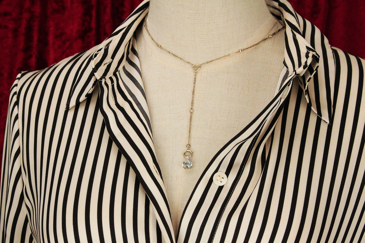 ANTIQUE AQUAMARINE &amp; DIAMOND PENDANT 18ct GOLD