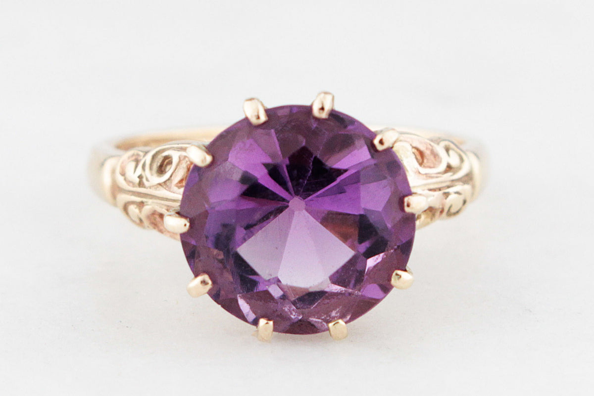 VINTAGE MID-CENTURY AMETHYST RING 9ct GOLD