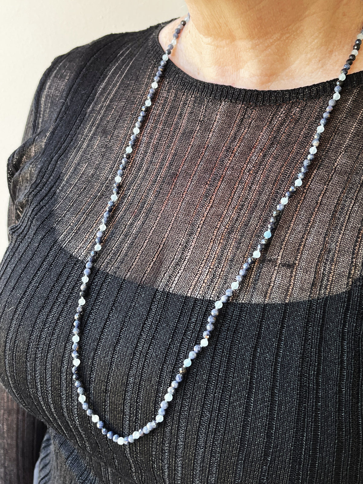 BESPOKE AQUAMARINE &amp; SAPPHIRE NECKLACE 9ct GOLD