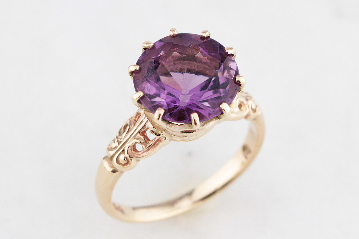 VINTAGE MID-CENTURY AMETHYST RING 9ct GOLD