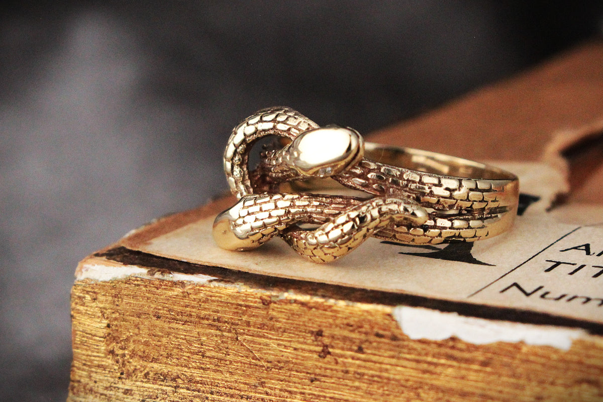 VINTAGE 1962 MID-CENTURY DIAMOND DOUBLE SNAKE RING 9ct GOLD