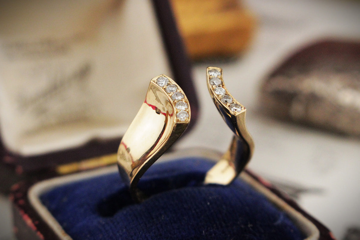 RETRO MID CENTURY c1960 DIAMOND RING 14ct GOLD