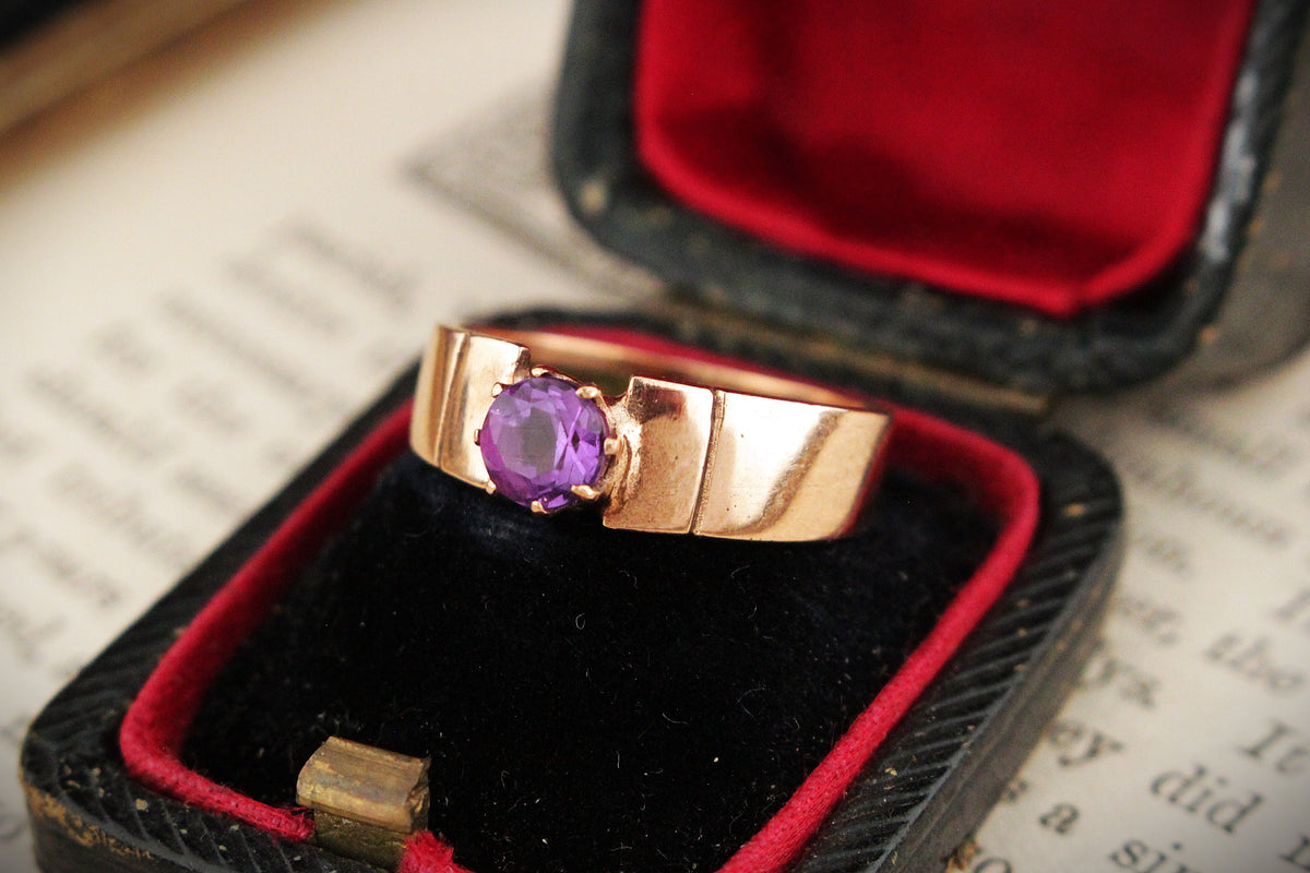 ANTIQUE EDWARDIAN c1900 AMETHYST RING 9ct GOLD
