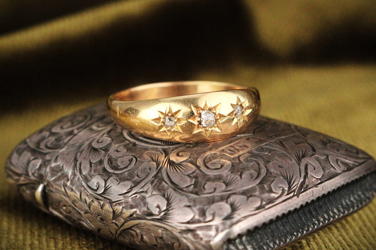 ANTIQUE EDWARDIAN 1918 DIAMOND RING 18CT GOLD